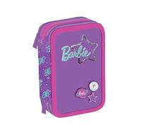 Maricart | Astuccio a 3 Scomparti per Bambina da Scuola Elementare, Astuccio Completo di 44 Pezzi a Tre Zip con Portapenne - Barbie