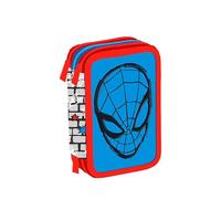 Maricart | Astuccio a Tre Scomparti per Bambino da Scuola Elementare, Astuccio Completo di 44 Pezzi a Tre Zip con Portapenne - Spiderman