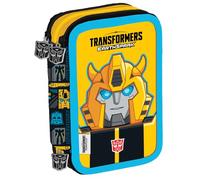 Maricart | Astuccio a 3 Scomparti per Bambino da Scuola Elementare, Astuccio Completo di 44 Pezzi a Tre Zip con Portapenne - Transformers