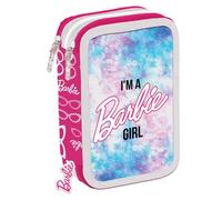 Maricart | Astuccio a Tre Scomparti per Bambina da Scuola Elementare, Astuccio Completo di 44 Pezzi a Tre Zip con Portapenne - Barbie