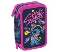 Maricart | Astuccio a Tre Scomparti per Bambino o Bambina da Scuola Elementare, Astuccio Completo di 44 Pezzi a Tre Zip con Portapenne - Stitch