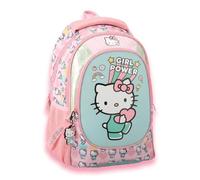 Maricart Zaino Scuola Elementare Hello Kitty 32x21,5x42 cm - Zaino Ovetto con 2 Compartimenti e Zip - Zainetto Bambina Ergonomico con Schienale e Spallacci Imbottiti