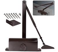 MARIE Chiudiporta Automatico Idraulico con Fermo, Tenere Aperto, EN2/3/4 Chiudiporta a Molla Regolabile, Tampone Chiuso per uso Commerciale e Domestico 60-85 kg Porta Certificazione EN1634-1 Marrone