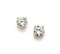 Mariell Cubic Zirconia Crystal Gold Stud Earrings 2 Carat Round CZ Solitaire Imitation Diamond Earrings
