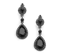 Mariell Orecchini a clip pendenti a goccia con cristalli neri, gioielli per spose, damigelle, balli e matrimoni, cristalli in metallo, Metallo Cristallo, cristallo