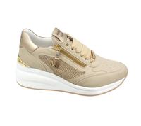 Mariella Burani Sneakers Donna in Ecopelle Con Zeppa - 717 (Beige/Platino)