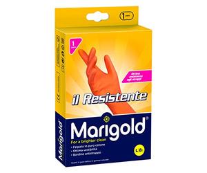 Marigold 145682 Guanto Il Resistente, massima elasticità e resistenza, doppio strato di lattice, felpato in puro cotone, manica lunga e bordino frenagocce antistrappo, Taglia L