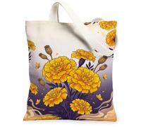 Marigold - Borsa tote in tela, fantasia floreale, farfalla fiore primavera gialla, borsa tote per tutti i giorni, 33 x 38 cm