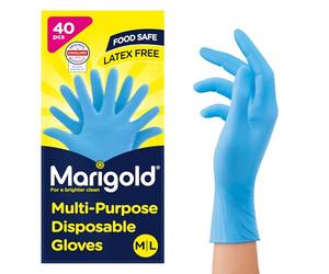 Marigold Guanti usa e getta: senza lattice, senza polvere, uso alimentare, multiuso, facili da indossare e versatili per le attività quotidiane, dermatologicamente testati, confezione da 40