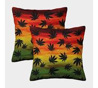 Marijuana Leaves-Abstract Art Design Federe Cuscini Per Divano Decorative Available All Seasons Fodere Per Cuscini 2 Pezzi Quadrate Con Cerniera Invisibile Da Letto Per Salotto 45x45cm
