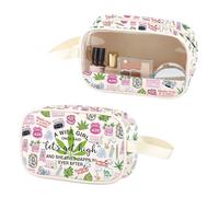 Marijuana Weed Leaf Clear Makeup Bag Let's Get High PU Leather Cosmetic Bag con manico Weed 420 Regalo, Weed Pu, No