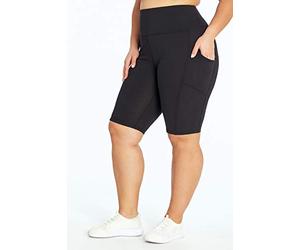 Marika Womens Plus Size Olivia Tummy Control Pocket Bermuda Short, Black
