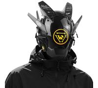 Marikito Punk - Maschera a LED effetto neon per viso con ali d'api, cinghie regolabili, mezza maschera futuristica per cosplay, Halloween e feste tecnologiche