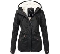 Marikoo B376 - Parka invernale da donna, foderato in calda pelliccia nero X-Small