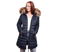 Marikoo B647 - Giacca lunga da donna, trapuntata, per inverno e mezze stagioni blu navy XXL