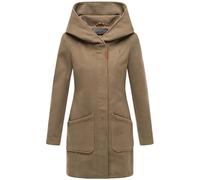 MARIKOO Cappotto da donna effetto lana caldo trench con cappuccio Maikoo XS-5XL, marrone pietra, XL