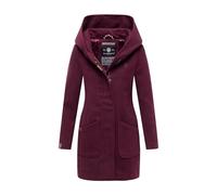 MARIKOO Cappotto da donna Trench Cappotto invernale per la transizione Giacca Parka Lungo B819, vino, XL