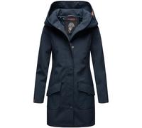 Marikoo Mayleen - Giacca lunga da donna in Softshell, cappotto, parka, impermeabile, per uso all’esterno, con cappuccio, taglie XS-3XL, Blu, L