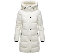 MARIKOO Cappotto invernale da donna, caldo, trapuntato, lungo, con cappuccio e colletto alto, Karumikoo XVI XS-5XL, bianco, 5XL