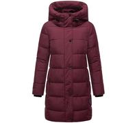 MARIKOO Cappotto invernale da donna, caldo, trapuntato, lungo, con cappuccio e colletto alto, Karumikoo XVI XS-5XL, vino, L
