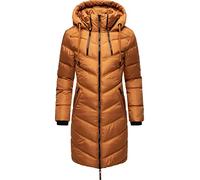 MARIKOO Cappotto invernale da donna caldo trapuntato lungo con cappuccio regolabile Armasa XS-XXL, Cannella rustica, L