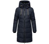 MARIKOO Cappotto invernale da donna, caldo, trapuntato, lungo, con cappuccio regolabile e colletto alto, Natsukoo XVI XS-6XL, blu navy, M
