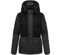 MARIKOO Giacca da donna in pile Teddy, calda giacca invernale in misto materiali alla moda con cappuccio Sheeta 16 XS-3XL, Nero , S