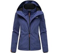 MARIKOO Giacca da donna leggermente foderata, per le mezze stagioni, corta, giacca outdoor con morbida fodera interna in pile e grande cappuccio, Fragola, XS-XXL, Blu violetto, XS