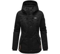 Marikoo Bikoo - Giacca invernale da donna con cappuccio, taglie XS-3XL, Nero con pelliccia nera, L