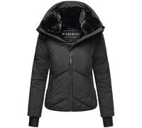 MARIKOO Giacca invernale da donna calda trapuntata con colletto in pelliccia e cappuccio (rimovibile) Simaraa XVI XS-XXL, Nero , XL