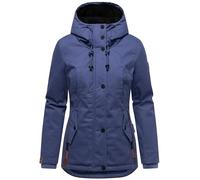 MARIKOO Giacca invernale da donna con cappuccio morbido Bikoo XS-5XL, Viola blu con pelliccia nera, L