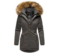MARIKOO Giacca invernale da donna di design, in pelliccia di orsacchiotto, con calda imbottitura B825, antracite., XS