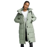 MARIKOO Giacca invernale da donna (S-3XL) - Giacca trapuntata, taglio lungo, spacchi laterali, cappuccio (rimovibile), giacca calda da donna - N001, Smokey-menta, XXXL