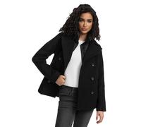 MARIKOO Giacca invernale da donna (S-3XL) - Giacca a caban con 4 tasche, colletto alto e foderato (rimovibile), giacca calda da donna - N044, Nero , M