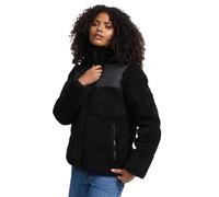 Marikoo Giacca invernale da donna (XS-XXL) - colletto alto e foderato, 4 tasche, grande cappuccio, giacca imbottita in pelliccia di teddy, calda giacca da donna - N030, Nero , M