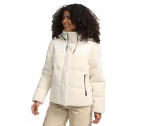 MARIKOO Giacca invernale da donna (XS-XXL), colletto alto e imbottito, 4 tasche, cappuccio grande, giacca Teddy, giacca calda da donna - N030, bianco, L