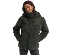 Marikoo Giacca invernale da donna (XS-XXL) - collo alto e foderato, 4 tasche, grande cappuccio, giacca puffer in pelliccia di teddy, giacca calda per donne - N030, Oliva, XS
