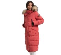 MARIKOO Giacca invernale lunga da donna calda parka trapuntata con cappuccio B890, rosso, XXL