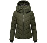 MARIKOO Giacca invernale da donna (XS-3XL), impermeabile, calda, cappuccio rimovibile, antivento, trapuntata, da donna, colletto alto, 4 tasche, cerniera allungata, Oliva scuro, M