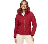 MARIKOO Giacca trapuntata calda da donna con cappuccio B957, rosso scuro, XS