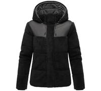 MARIKOO Kaguraa 16 XS-XXL - Giacca da donna in pile con orsacchiotto trapuntato in misto materiali alla moda con cappuccio, Nero , L