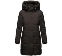 Marikoo Karumikoo XVI XS-5XL - Giacca invernale lunga da donna, trapuntata, con cappuccio, calda fino alla coscia, nero, 5X-Large