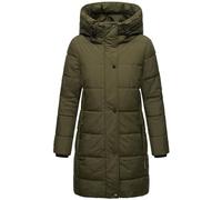 Marikoo Karumikoo XVI XS-5XL - Giacca invernale lunga da donna, trapuntata, con cappuccio, calda fino alla coscia, Verde oliva scuro, 3XL