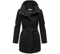 MARIKOO Katalinaa - Trench lungo da donna, caldo, per la mezza stagione, effetto lana, con cappuccio rimovibile, taglie 16 XS-3XL, Nero , XL