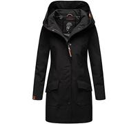 Marikoo Mayleen - Giacca lunga da donna in Softshell, cappotto, parka, impermeabile, per uso all’esterno, con cappuccio, taglie XS-3XL, Nero , M