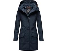 Marikoo Mayleen - Giacca lunga da donna in Softshell, cappotto, parka, impermeabile, per uso all’esterno, con cappuccio, taglie XS-3XL, Blu, M