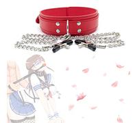 Marilia Collana con Colletto in Pelle PU Creativa con Clip Regolabile-Rosso