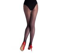 MARILYN 1 paio di collant con cucitura per donna, calze a rete resistenti senza cucitura, con punta rinforzata 20 Denari, nero, taglia 2-S