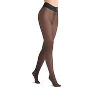 MARILYN 1 paio di collant di seta per donna con banda di pizzo 30 Denari, calze a rete resistenti con punta rinforzata, nero, taglia M/L