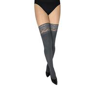 Marilyn calze autoreggenti opache con pizzo da 9 cm, 100 denari, Grigio (Grigio), S-M